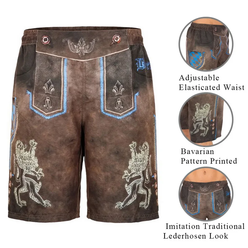 Homme летние Pantalon Corto Hombre Oktoberfest мужские шорты винтажные пляжные шорты свободного кроя шорты-карго шорты с принтом и эластичной резинкой на талии
