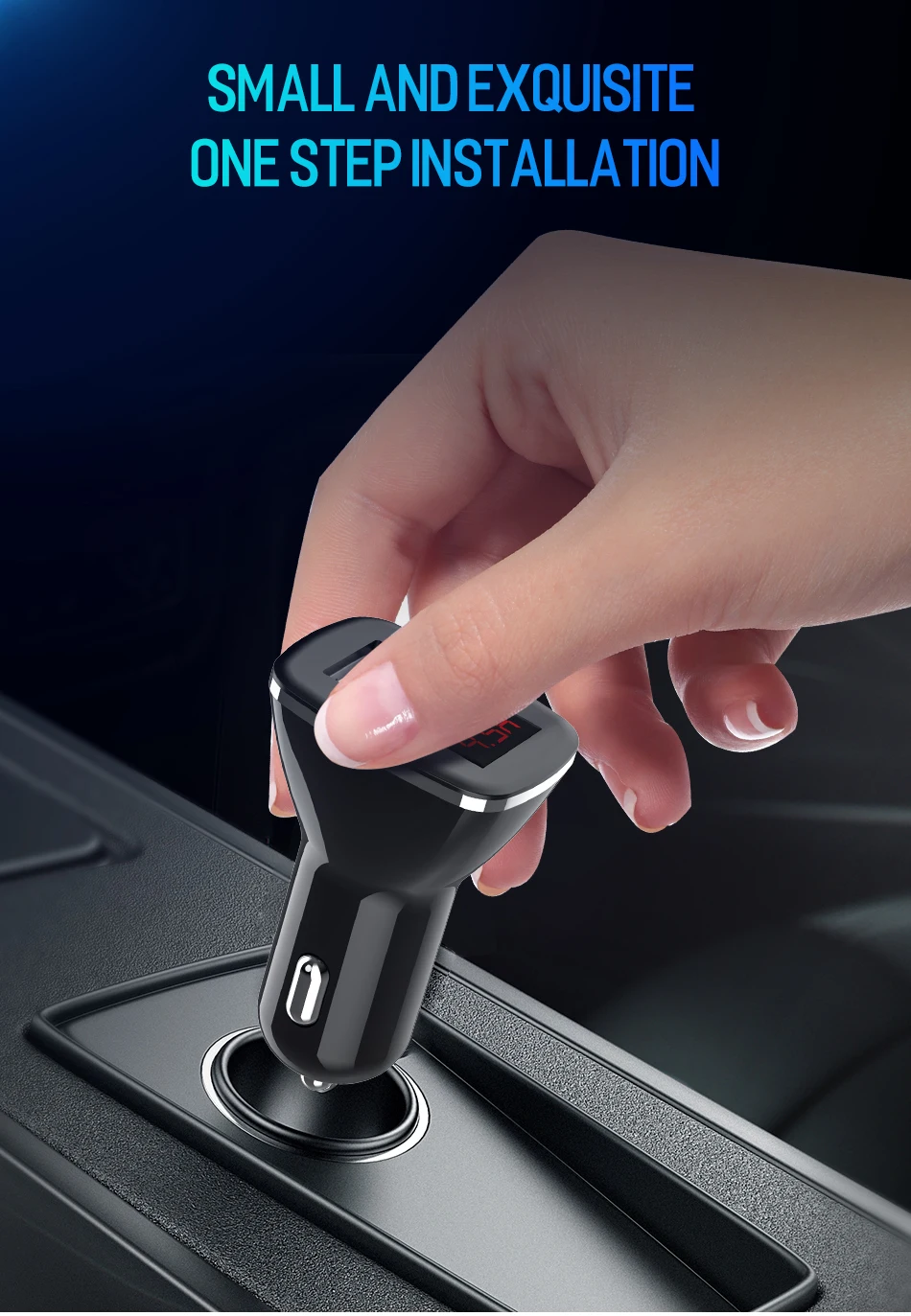 Автомобильное зарядное устройство QC 3,0 с двойным USB цифровым дисплеем для iPhone Xiaomi Mi 9 huawei P30 Pro, быстрое автомобильное зарядное устройство для телефона