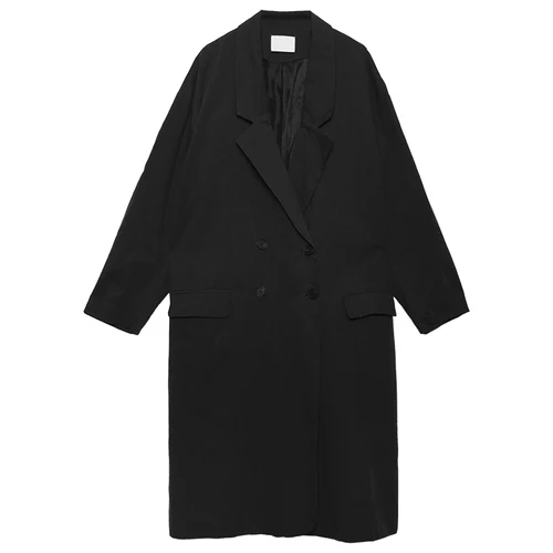 black SuperAen/черный костюм, тренчи для женщин, весна и осень, новинка, повседневные женские ветровки большого размера, женская одежда - Цвет: black