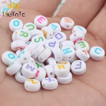 

100pcs 4x7mm Colorful Alphabet Beads Flat Round Letter Acrylic Beads For Jewelry Making Handmade DIY Bracelet Charms Accessories