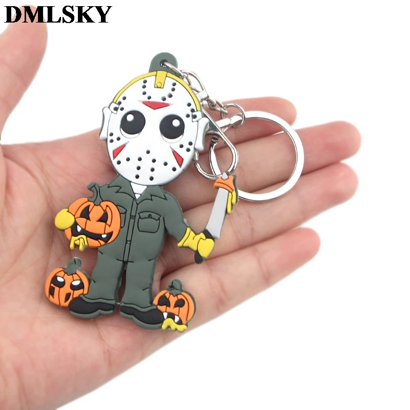 DMLSKY Friday 13th силиконовый брелок-кольцо, подарок для женщин и мужчин, сумка, ужас, модный брелок, ювелирные изделия M3925