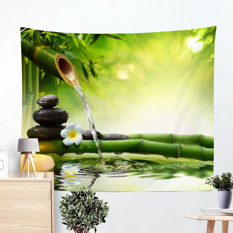Psychedelic Tapestries Watercolor Green Forest Tree Hole Landscape Wall Hanging Couches Love Home Decoration Bedspreads Custom | Дом и сад