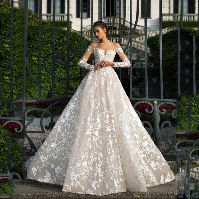 Vestido De Novia De Encaje Manga Larga 2019 Ilusion Espalda Descubierta Princesa Bohemio Encaje De Talla Grande Vestido De Novia Vestidos De Novia Novias Vestidos De Novia Aliexpress