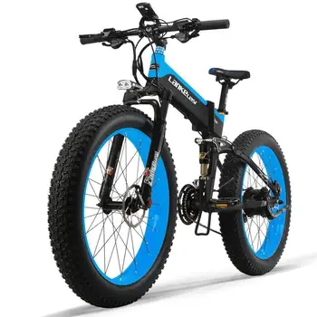 LANKELEISI-bicicleta eléctrica plegable de 26x4,0 pulgadas con ruedas gruesas, e-bike de 1000W y 13Ah, batería de litio panasonic