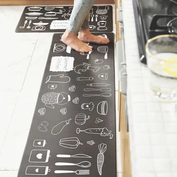 

PVC Kitchen rugs oil-proof carpet Cartoon wash Room waterproof Carpet black home mat slow recovery carpet Anitslip new 45*150cm