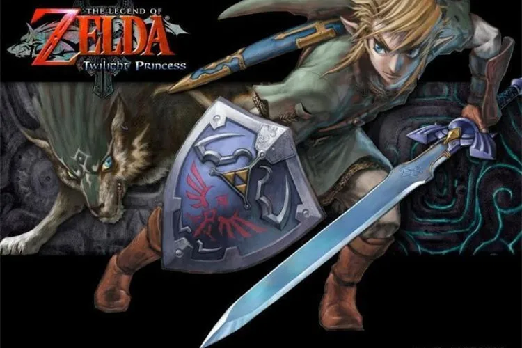 1:1 с игрой "Legend of Zelda" Link Sky Shield and Sky Sword Косплей PU реквизит Cos оружие Хэллоуин оружие Косплей сценический реквизит игрушки