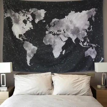 

Lannidaa Abstract 3D Printing Black World Map Tapestry Wall Hanging Home Decor For Dorm Room BedLinen Tapestry Cloth Wall Carpet