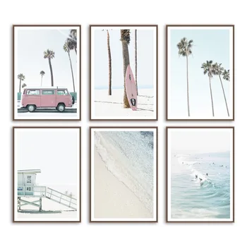 

Coastal Wall Art Canvas Painting Desert Bus Palm Tree Surfboard Nordic Posters And Prints Wall Pictures For Living Room Decor