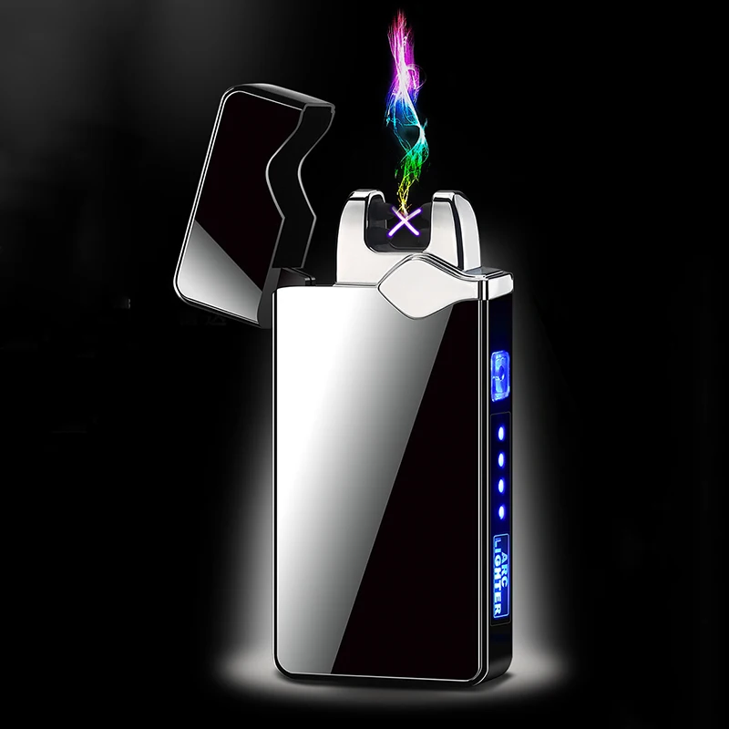 Двойные дуги ветрозащитные металлические зажигалки USB курительная электрическая зажигалка металлические ветрозащитные USB Электрические перезаряжаемые электронные зажигалки