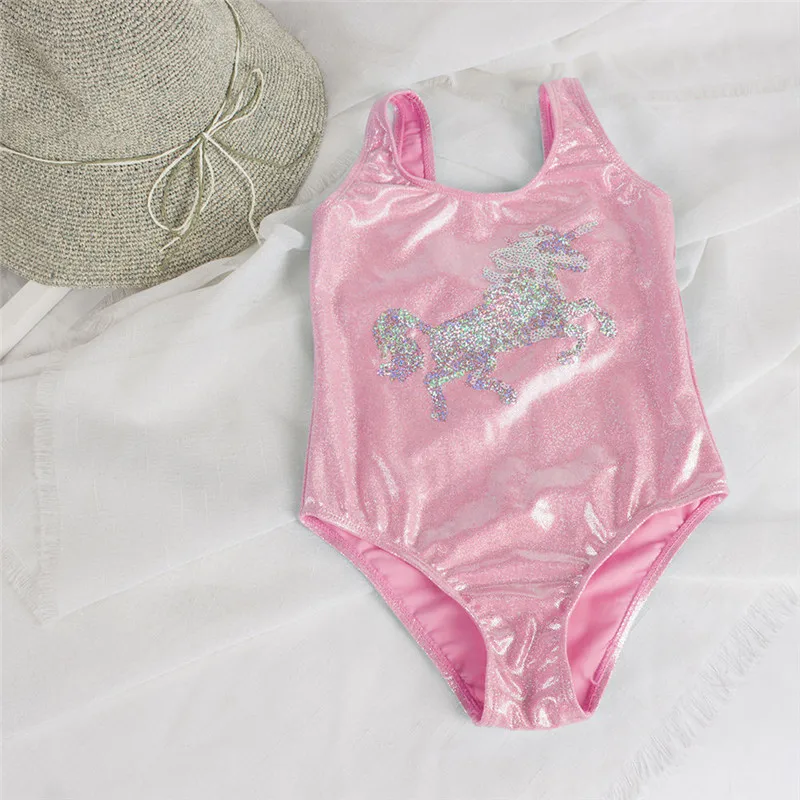 Unicorn Children Swimsuit for Girls One Piece Sliver Sequins 3-8Years