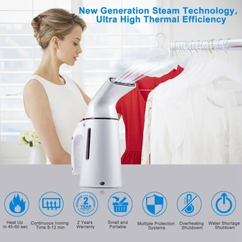 

Handheld Steamer For Clothes - Portable Steam Iron For Clothes With Insulation Glove - 150Ml And Fast Heat-Up Fabric Steamer For