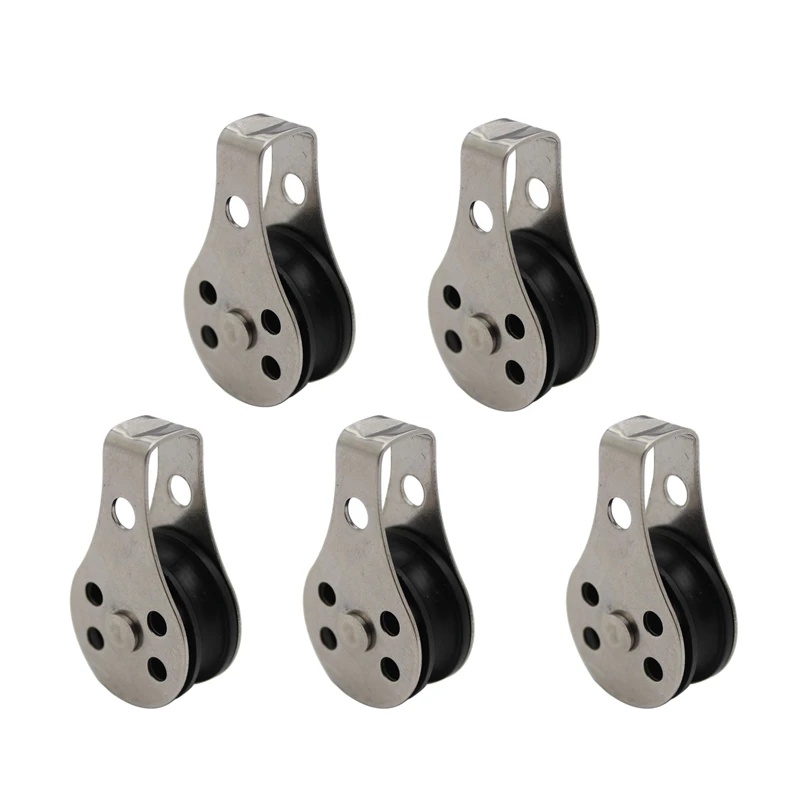

5PCS Stainless Steel Pulley 25mm Blocks Rope Marine Hardware for Kayak Canoe Boat Anchor Trolley Kit