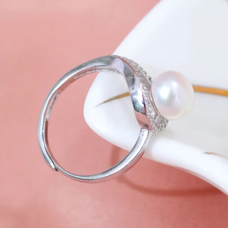 DMCRFP021 7,5-8 мм кольцо из пресноводного жемчуга модное регулируемое Настоящее 925 пробы Серебряное кольцо женский подарок