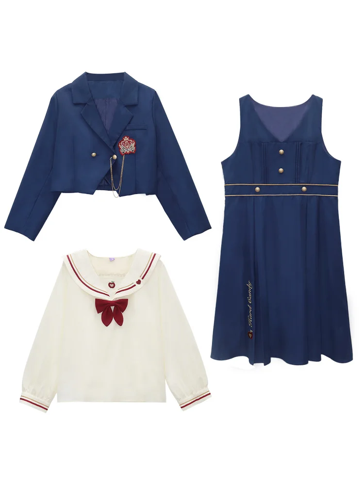 Preppy Style Girl Large Size 4xl Sweet Navy Bowknot Jk Uniform Dress Lolita Peter Pan Collar Shirt Cute Woman Cosplay Lolita Lol