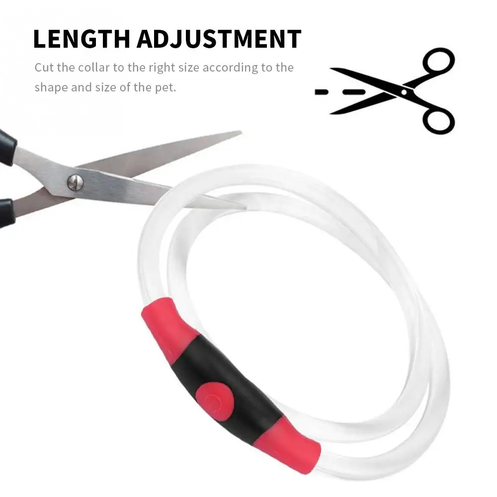 

LED Dog Collar USB Rechargeable Glowing Dogs Collars Length Cuttable Increased Visibility Safety for Your Pets 70cm 27"
