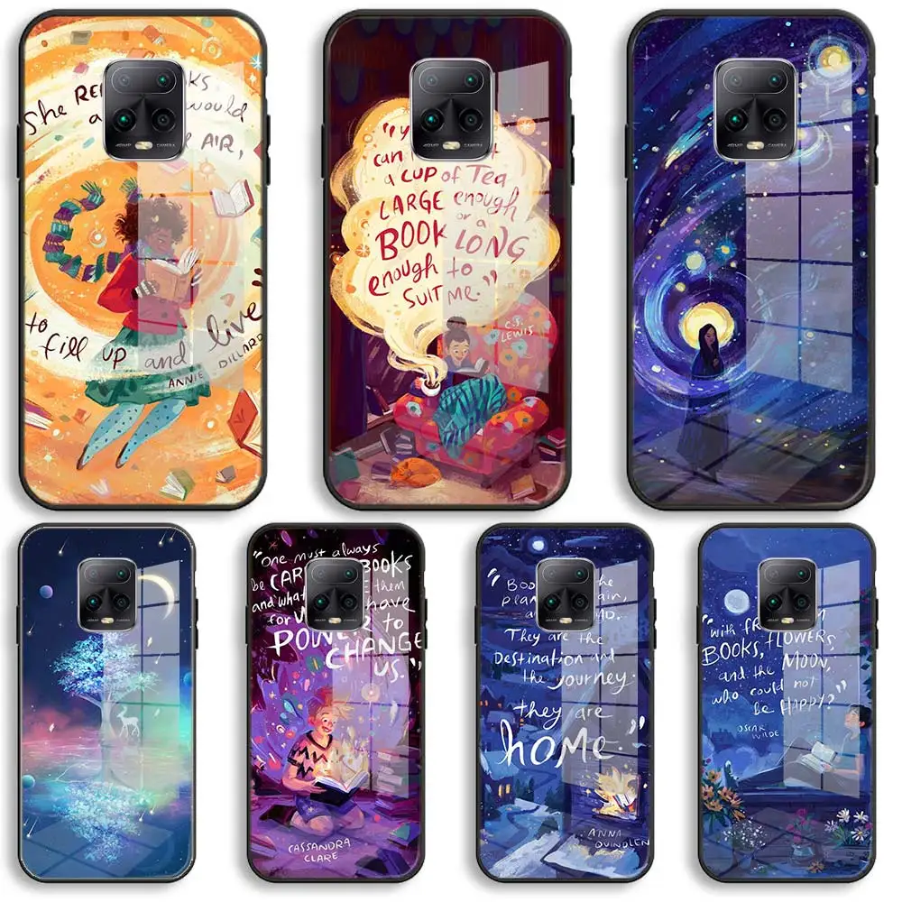 

Simini Blocker INPRNT Anime art Soft Glass Phone Case For Xiaomi Redmi 9A 8A 7A Note 9 8 7 Pro Y3 9S 8T Balck Cover