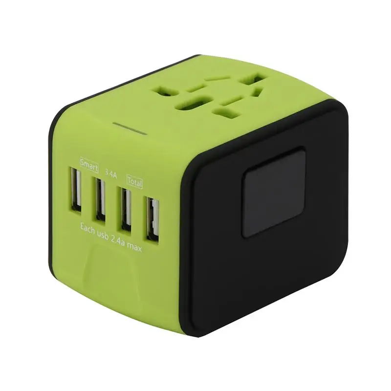 4 USB port Green Адаптер для путешествий Универсальный адаптер питания зарядное устройство по всему миру адаптер настенные электрические вилки розетки конвертер для мобильных телефонов - Цвет: 4 USB port Green