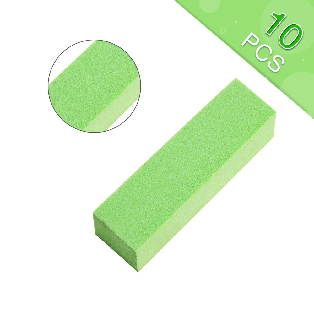 10pcs green 10 шт Розовый полировщик для ногтей Губка пилка для ногтей буферный блок лак для маникюра педикюра шлифовальные буферные полоски инструмент для дизайна ногтей - Цвет: 10pcs green