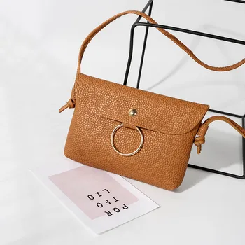 

Leather Women Handbags Small Square Solid Shoulder Messenger Bag Girl Handbag Bag Tide Mini Mobile Phone Card Cover Bag 6 Colors