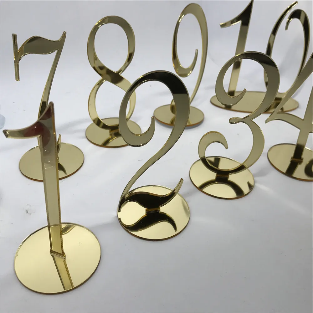 Свадебные настольные номера 1-10 стол для свадебной вечеринки центральный акриловое зеркало золотистого цвета знаки стол для приема номера