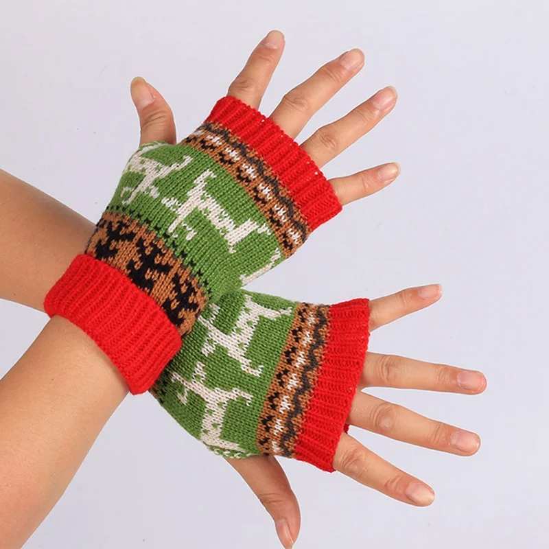 Lovely Kids Gloves Children Christmas Elk Gloves Knitted Thicken Warm Rope Full Finger Mittens