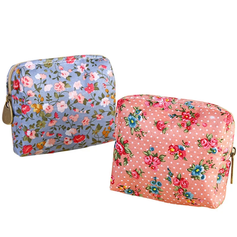 

Vogvigo Women Coin Purse Cute Flower Printing Ladies Small Wallet Pocket Lipstick Bag Girl Gift Headset Line Pouch Card Holder