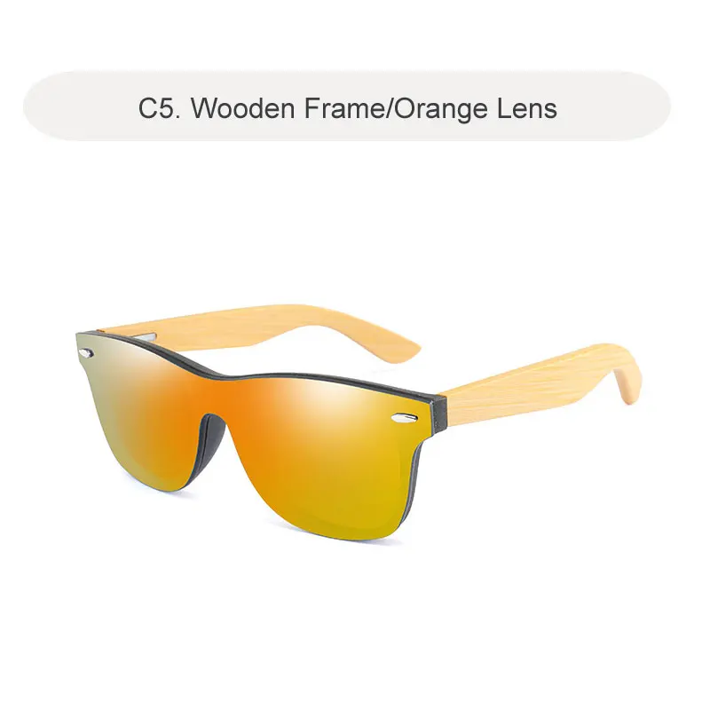 C5 Orange Natural Wooden Sunglasses Men Women Brand Designer Retro Wood Sun Glasses For Men Mirror Shades Fashion Oculos Gafas De Sol - Цвет линз: C5 Orange