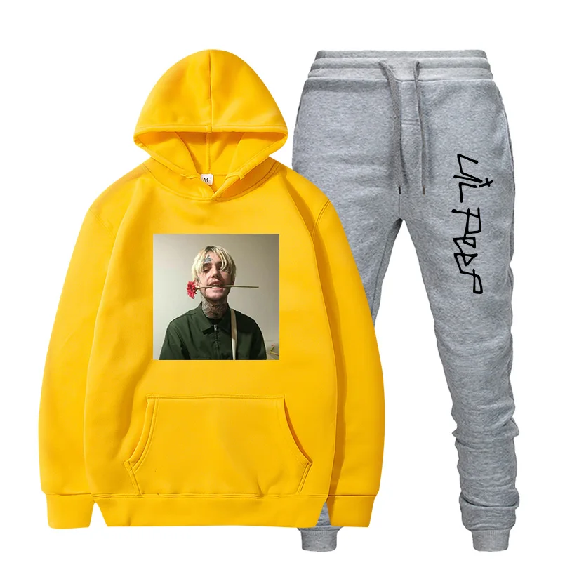 RIP Lil, толстовки с капюшоном, свитшот, для женщин и мужчин, Cry Baby Love Lil. Peep Sudaderas, пуловер, комплект из 2 предметов, мужской, женский спортивный костюм - Цвет: yellow3