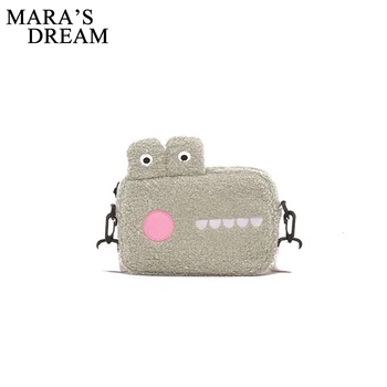 

Mara's Dream 2019 New Solid Color Student Funny Cartoon Fluffy Shoulder Bag Doll Horizontal Crossbody Bag