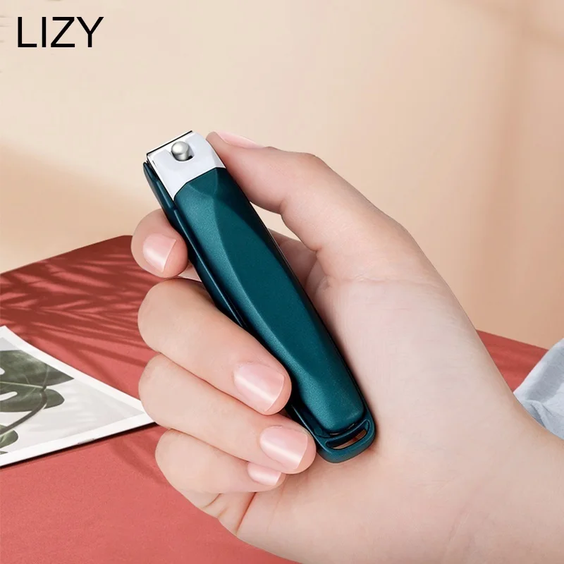 LIZY Professional Nail Clipper with Catcher Stainless Steel Nail Cutting Machine Trimmer Toe Scissors Clip Catcher