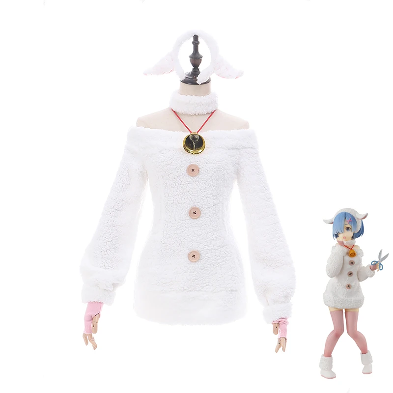 Новый Re:Zero kara Hajimeru Isekai Seikatsu Rem Косплэй костюм милый белый овечки Хэллоуин вечерние