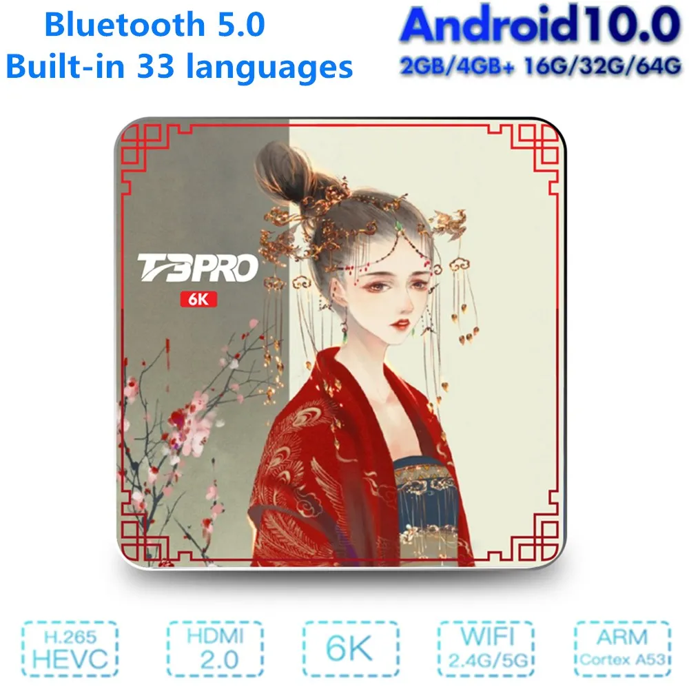 Android 10.0 Smart TV Box Android 10 4GB RAM 128GB ROM BT5.0 TVBOX 2.4G/5G Dual Wifi Media Player HD 6K 3D Video Set Top Box