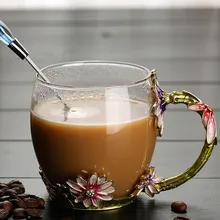 Высококачественная Хрустальная стеклянная чайная чашка, термостойкая кофейная кружка, Офисная кружка, креативный подарок, эмалированное стекло, эмалированная бабочка, чайная кофейная кружка