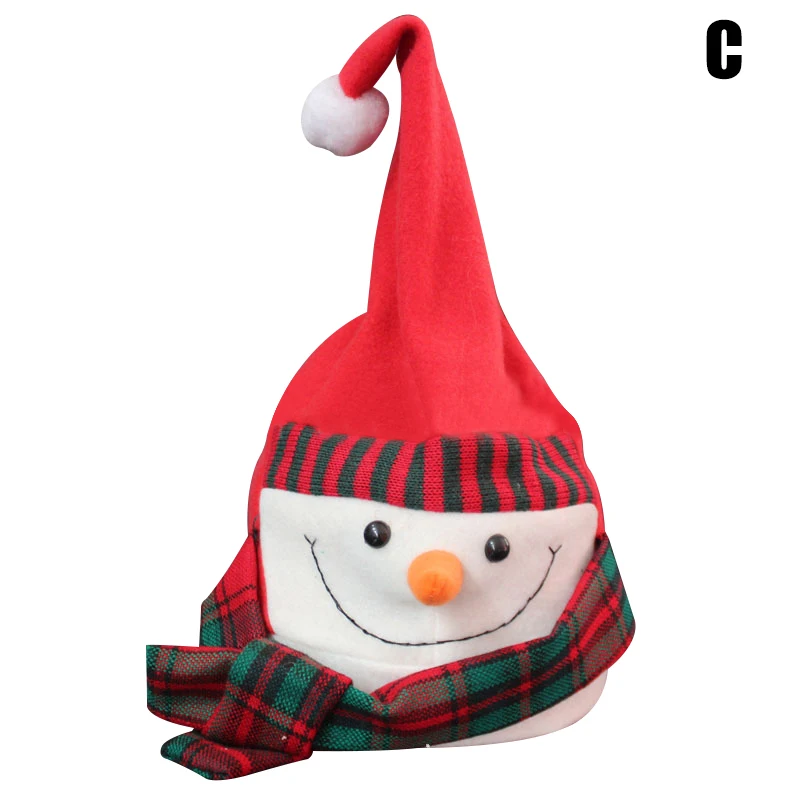 c Electric Santa Hat Music Swing Cartoon Red Plush Hat Christmas Party Cap VJ-Drop - Цвет: c