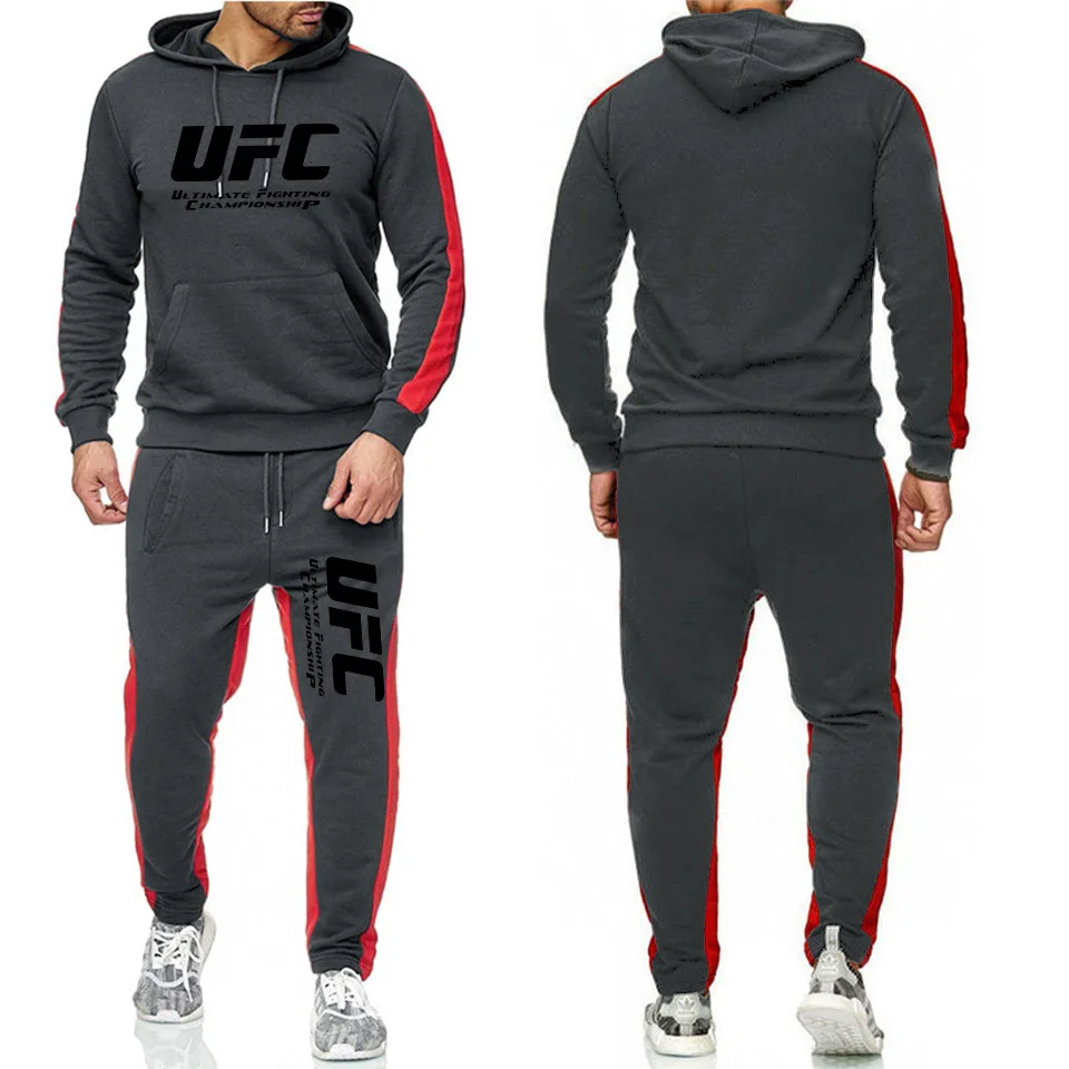 UFC боевой фитнес полосатый костюм для мужчин и женщин Модный боевой комплект мужской фитнес спортивный комплект одежды