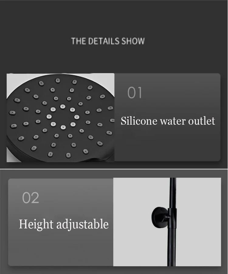 Black Shower Faucets Bathtub Thermostatic cold hot temperature faucets shower system big overhead with bidets shelf