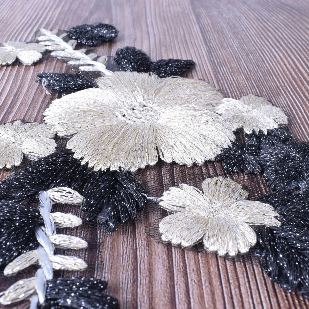 2Pcs/Set Lace Embroidery Flower Patches Dress Costume DIY Decorative Flower Stickers Scrapbooking NL085