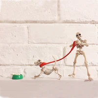 Mini Pose Skeleton Doll/Dog Joints Moveable Action Figure Collection Halloween Dollhouse Model Decorations Set for Friends 1