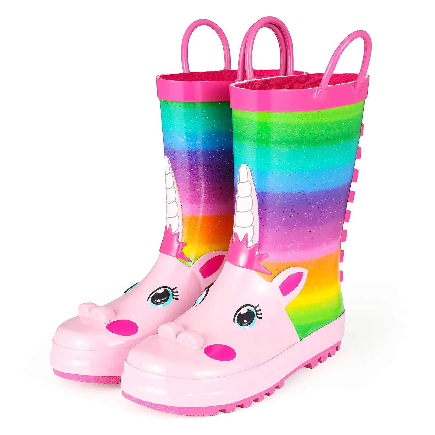 Rainbow Unicorn KushyShoo/резиновые сапоги для девочек; детские резиновые сапоги с милым принтом единорога; Kalosze Dla Dzieci; Водонепроницаемая детская водонепроницаемая обувь - Цвет: Rainbow Unicorn