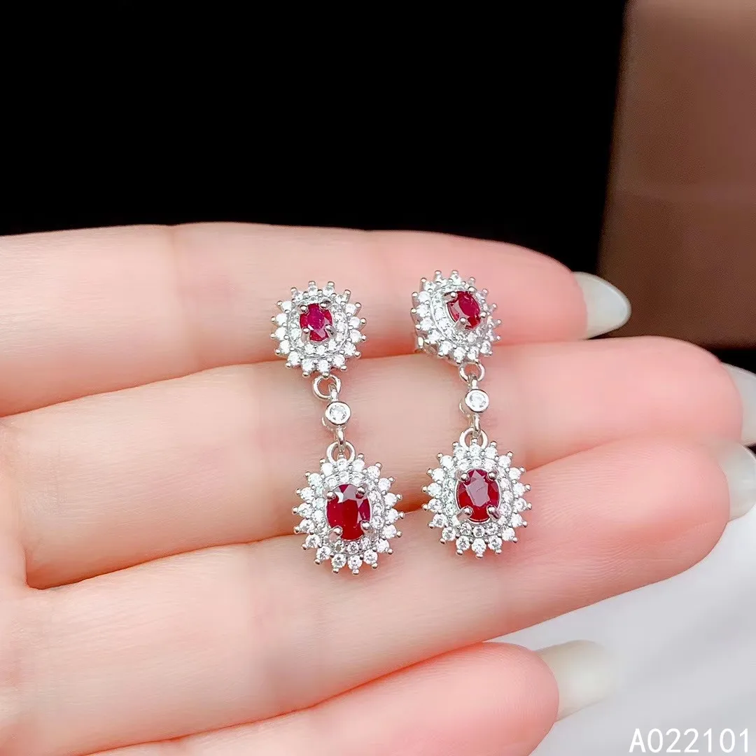

KJJEAXCMY fine jewelry 925 silver natural ruby new girl lovely earrings hot selling ear stud support test Chinese style