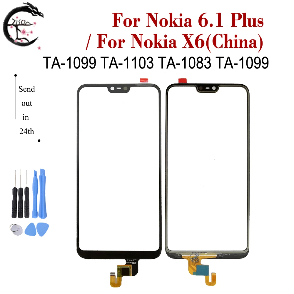 Сенсорная панель для Nokia 6,1 Plus, сенсорный экран для Nokia X6, дигитайзер, стекло, сенсор 6,1 plus TA-1099 TA-1103 с гибким кабелем FPC, Новинка