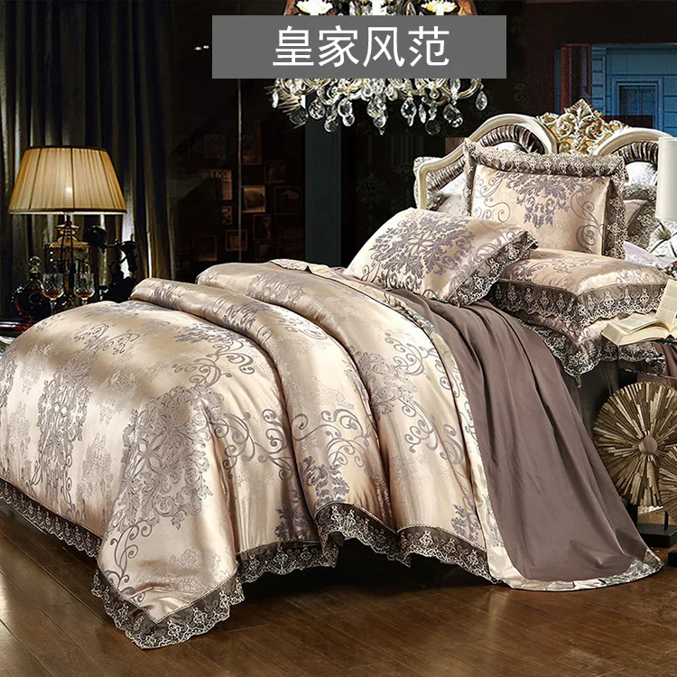 Oshines Luxury Jacquard Decoration Europe Style Set Of Bed Linens Double Bed Cover 220/240 cmElastic Sheet King And Queen Size L