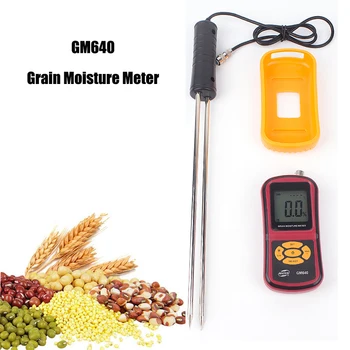 

GM640 Portable Digital Grain Moisture Meter with Measuring Probe High Precision LCD Display Tester For Wheat Corn Rice Bean
