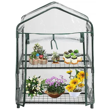 

Outdoor Plastic Mini Greenhouses 2-Tier PVC Transparent House Plants Garden Cover Warm Tent