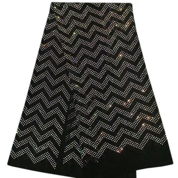 

Top selling diamond-shaped design stones Net design cord lace fabric,ADF43 Fast delivery black color soft material Lace Fabric