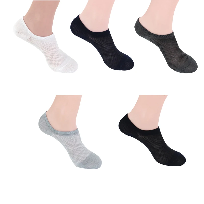 5 pairs 5 пар, мужские мягкие невидимые носки, низкие Повседневные носки из бамбукового волокна, невидимые носки для шоу, весенне-Летние Стильные HKTY, брендовые носки-башмачки - Цвет: 5 pairs