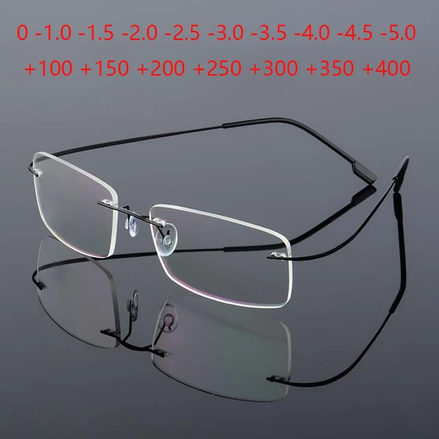 Gafas para miopía sin marco con recubrimiento ultraligero, 1,0-1,5-2,0 a-5,0, sin montura, superligeras, de acero inoxidable, hipermetropía + 1,0 + 2,0 + 4,0