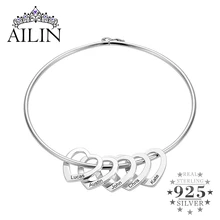AILIN персонализированные имя браслеты для женщин ювелирные изделия стерлингового серебра на заказ сердце кулон табличка браслет