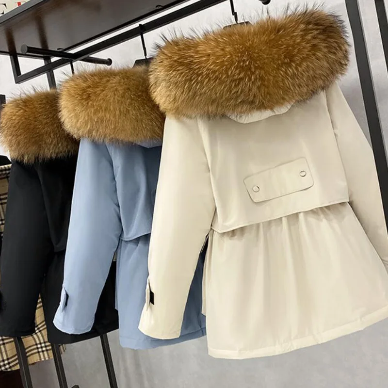 FTLZZ 2020 Natural Raccoon Fox Fur Hooded Winter