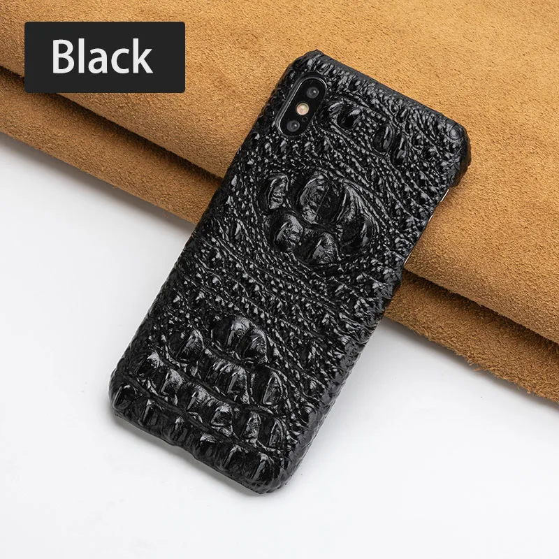 Роскошный чехол для телефона из воловьей кожи для iPhone Xr 6 6s 7 8 Plus X Xs Max чехол с крокодиловой текстурой для 6p 6s p 7p 8p чехол - Color: Black Head